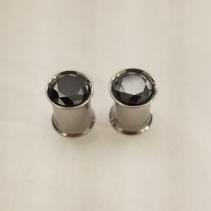 3 CTW Black Diamond 0G gauge 8mm tunnels plugs earrings